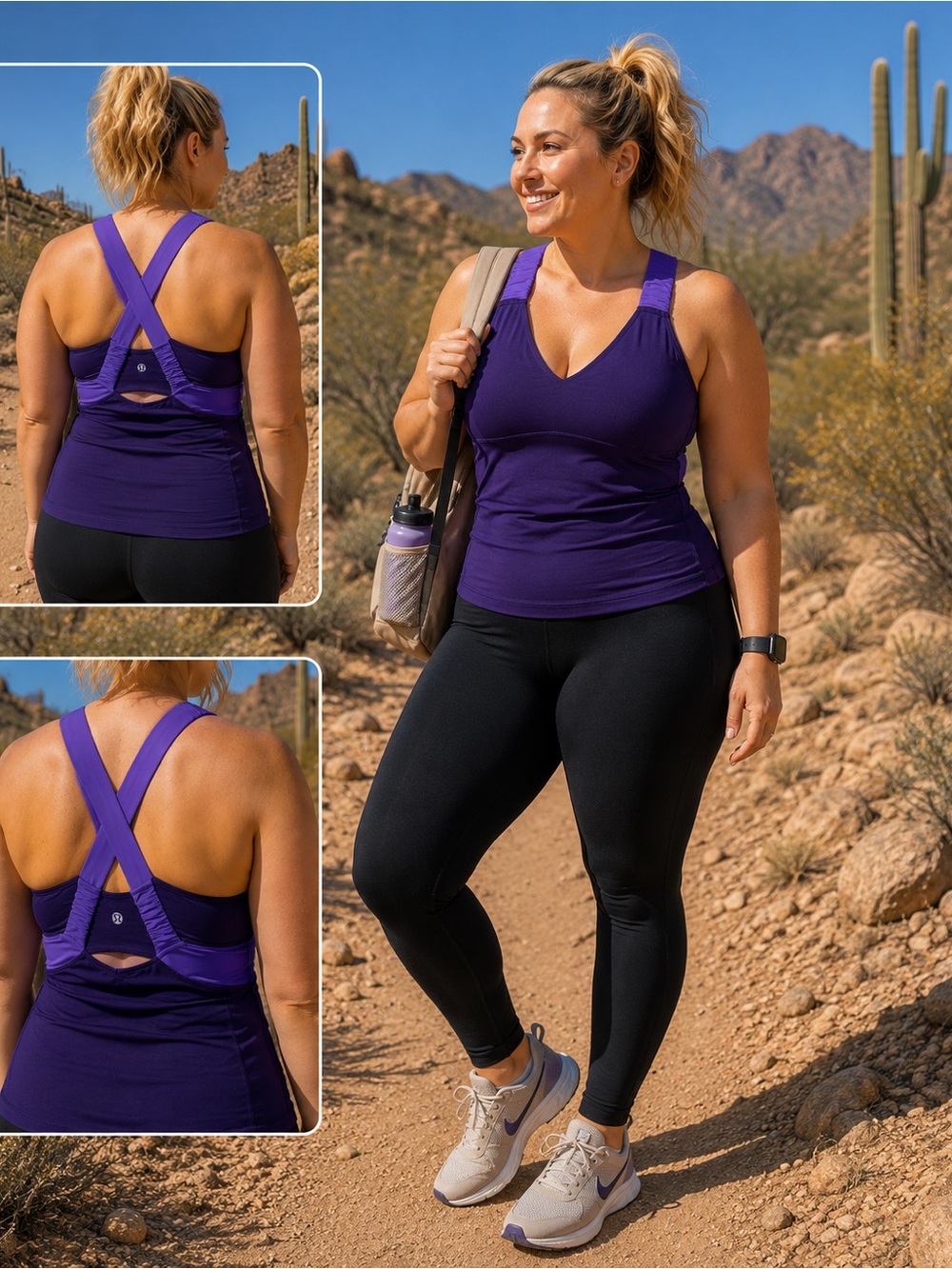 lululemon athletica Deep Purple V‑Neck Tank with Light Purple Straps